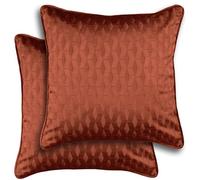 Enhanced Living Pair of Tokyo Orange Cushion Covers 43x43cm - Embossed Geometric Design with Piped Edge - Double-Sided, Zip Opening - Covers Only, No Inserts