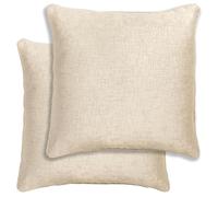 Pair of Vogue Cream Embossed Design Cushion Covers 43x43cm - Plain Textured Design with Piped Edge - Double-Sided, Zip Opening - Covers Only, No Inserts