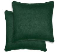 Enhanced Living Pair of Vogue Green Embossed Design Cushion Covers 43x43cm - Plain Textured Design with Piped Edge - Double-Sided, Zip Opening - Covers Only, No Inserts