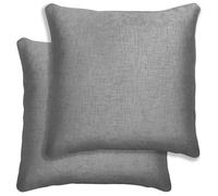 Pair of Vogue Grey Embossed Design Cushion Covers 43x43cm - Plain Textured Design with Piped Edge - Double-Sided, Zip Opening - Covers Only, No Inserts