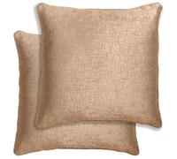 Pair of Vogue Textured Double Sided Zip Opening Piped Edge Cushion Covers - 43x43cm - Cases Only Enhanced Living Natural 43cm x 43cm