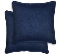 Enhanced Living Pair of Vogue Navy Embossed Design Cushion Covers 43x43cm - Plain Textured Design with Piped Edge - Double-Sided, Zip Opening - Covers Only, No Inserts