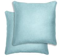 Pair of Vogue Textured Double Sided Zip Opening Piped Edge Cushion Covers - 43x43cm - Cases Only Enhanced Living Light Blue 43cm x 43cm
