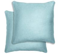 Enhanced Living Pair of Vogue Sky Blue Cushion Covers 43x43cm | Embossed Design, Plain Textured Design with Piped Edge, Double-Sided, Zip Opening, Covers Only, No Inserts
