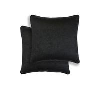 Enhanced Living Pair of Vogue Textured Double Sided Zip Opening Piped Edge Cushion Covers - 43x43cm - Cases Only in Black | Size: 43 cm x 43 cm Enhanced Living Black 43 cm x 43 cm