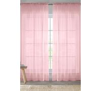 Sheer Plain Woven Voile Slot Top Curtain Panel Pair Enhanced Living Pink 145cm width x 229cm drop
