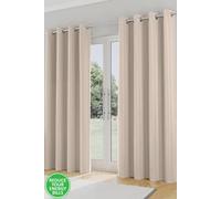Enhanced Living Nightfall Eyelet Curtains - Thermal Natural Curtains for Bedroom - 46x54 inch (117x137 cm) - 230gsm, Supersoft, Energy Saving & Noise Reducing - 2 x Curtain Panels