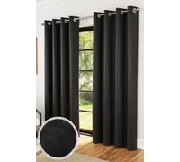 Enhanced Living Plain Supersoft Thermal Room Darkening Eyelet Curtains - Pair in Black | Size: 117 cm width x 183 cm drop Enhanced Living Black 117 cm width x 183 cm drop