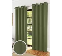 Enhanced Living Nightfall Eyelet Blackout Curtains - Thermal Olive Green Curtains for Bedroom - 66x90 inch (168x229 cm) - 230gsm, Supersoft, Energy Saving & Noise Reducing - 2 x Curtain Panels