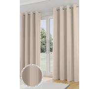 Enhanced Living Plain Supersoft Thermal Room Darkening Eyelet Curtains - Pair in Natural | Size: 168 cm width x 183 cm drop Enhanced Living Natural 168 cm width x 183 cm drop