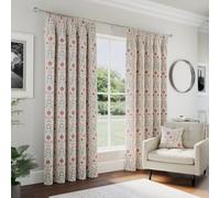 Enhanced Living Cotswold Red Floral Blackout Tape Top Curtains 229x274cm Red