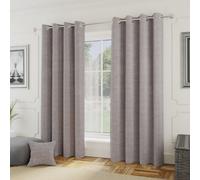 Enhanced Living Royale Silver Boucle Room Darkening Eyelet Curtain 168x183cm Grey