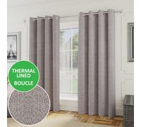 Enhanced Living 66x90" Grey Eyelet Royale Boucle Curtains, Pair of Room Darkening, Thermal, Noise Reducing Curtains for Living Room and Bedroom (168x229cm), Grey
