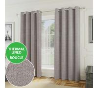 Enhanced Living Royale Thick Boucle Thermal Room Darkening Eyelet Curtain For Living Room & Bedrooms - Silver - 66" (168cm) Width x 72" (183cm) Drop