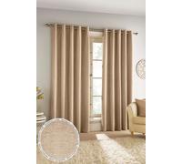 Enhanced Living Savoy Natural 100% Blackout, Thermal, Velvet/Chenille Eyelet Pair of Curtains | Size: 168 cm width x 183 cm drop Enhanced Living Natural 168 cm width x 183 cm drop