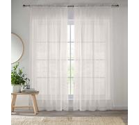 Enhanced Living Sheer Cream Plain Woven Voile Slot Top Curtain Panel Pair (57X54") 145X137Cm
