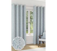 Enhanced Living Sherwood' Ice Blue 100% Blackout, Thermal, Jacquard Leaf Design Pair of Eyelet Curtains | Size: 229 cm width x 183 cm drop Enhanced Living Blue 229 cm width x 183 cm drop