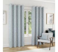 Enhanced Living Sherwood Ice Blue Jaquard Leaf Design Eyelet 100% Blackout Curtains 46 x 54 inch (117x137cm) Thermal Noise Reducing Eyelet Curtains for Bedroom and Living Room