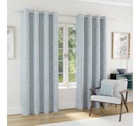 Enhanced Living Sherwood Ice Blue Jaquard Leaf Design Eyelet 100% Blackout Curtains 46 x 72 inch (117x183cm) Thermal Noise Reducing Eyelet Curtains for Bedroom and Living Room
