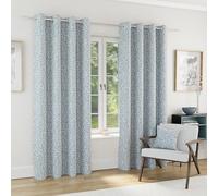Enhanced Living Sherwood Ice Blue Jaquard Leaf Eyelet Curtains 46x72 inch | 46 x 72 inch (117x183cm) 100% Blackout, Thermal Noise Reducing Curtains for Bedroom and Living Room