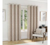 Enhanced Living Sherwood Natural Jaquard Leaf Design Eyelet 100% Blackout Curtains 66 x 54 inch (168x137cm) Thermal Noise Reducing Eyelet Curtains for Bedroom and Living Room