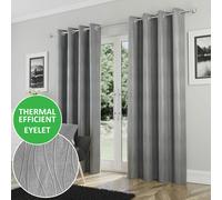 Enhanced Living 'Goodwood' Silver - Thermal, Energy Saving, Dimout Eyelet Pair of Curtains with Wave Pattern | Size: 117 cm width x 137 cm drop Enhanced Living Silver 117 cm width x 137 cm drop