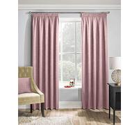 Enhanced Living Textured Woven Thermal Pencil Pleat Tape Top Blockout Pair Curtains (Blush Pink, 66" x 54" (168 x 137cm))