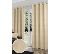 Enhanced Living Goodwood Cream Thermal, Energy Saving, Dimout Eyelet Pair Of Curtains With Wave Pattern 90 X 72 Inch (229X183Cm)
