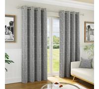 Enhanced Living Tivoli Floral Embroidery Grey Thermal Blackout Eyelet Curtains (Pair) - 46 X 54 Inch (117 X 137Cm)