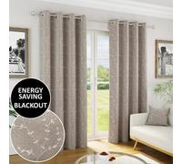 Enhanced Living Tivoli Floral Embroidery Natural Thermal Blackout Eyelet Curtains (Pair) - 90 X 72 Inch (229 X 183Cm)