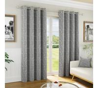 Enhanced Living Tivoli 100% Blackout Thermal Grey Floral Embroidery Curtains with Eyelet Header (PAIR) - 66x72 inch (168x183cm), Grey