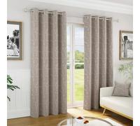 Enhanced Living Tivoli 100% Blackout Thermal Natural Floral Embroidery Curtains with Eyelet Header (PAIR) - 66x72 inch (168x183cm)