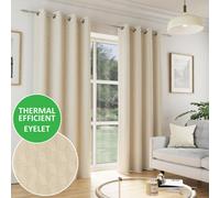 Enhanced Living Tokyo Cream 66 X 90 Inch (168X229Cm) Eyelet Thermal Noise Reducing Dim Out Curtains (Pair)