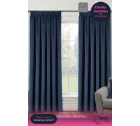 Enhanced Living Oxford Navy Velvet 100% Blackout Tape Top Curtains 168x183cm Blue