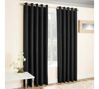 Enhanced Living Vogue Black 66 x 72 inch (168x183cm) Eyelet Thermal Noise Reducing Dim Out Curtains for Bedroom and Living Room