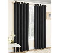 Enhanced Living Vogue Black 90 X 108 Inch (229X274Cm) Pair Of Eyelet Thermal Noise Reducing Dim Out Curtains