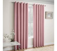 Enhanced Living Blush Plain Textured Thermal Room Darkening Energy Saving Pair of Curtains For Bedroom & Living Room - 46" (117cm) Width x 54" (137cm) Drop