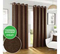 Enhanced Living Vogue Eyelet Curtains Chocolate 90x72 Inch (229x183cm) | Eyelet Thermal Noise Reducing Dim Out Curtains for Bedroom, Living Room, Home Office, Hallway