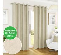 Enhanced Living Vogue Cream 46 X 54 Inch (117X137Cm) Eyelet Thermal Noise Reducing Dim Out Curtains (Pair)