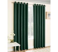 Pair of Eyelet Thermal Noise reducing Dim Out Curtains Enhanced Living Dark Green 117cm width x 183cm drop