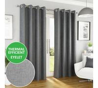 Enhanced Living Vogue Grey Silver 46 X 54 Inch (117X137Cm) Eyelet Thermal Noise Reducing Dim Out Curtains (Pair)