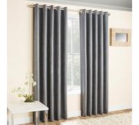 Enhanced Living Vogue Grey Silver 90 x 108 inch (229x274cm) Eyelet Thermal Noise Reducing Dim Out Curtains for Bedroom and Living Room