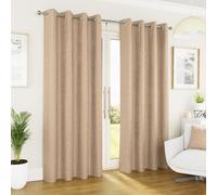 Enhanced Living Vogue Latte Natural 46 X 54 Inch (117X137Cm) Eyelet Thermal Noise Reducing Dim Out Curtains (Pair)