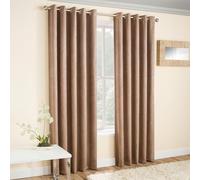 Enhanced Living Vogue Latte Natural 46 x 72 inch (117x183cm) Eyelet Thermal Noise Reducing Dim Out Curtains for Bedroom and Living Room