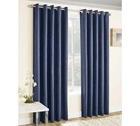 Enhanced Living - Vogue Navy/Blue , Eyelet Curtain, Dimout, Thermal, Blockout Curtain (Width - 46" (117cm) x Drop - 54" (137cm))