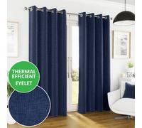 Enhanced Living Vogue Navy 46 X 90 Inch (117X229Cm) Eyelet Thermal Noise Reducing Dim Out Curtains (Pair)