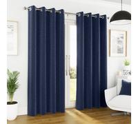 Enhanced Living Vogue Navy 66 X 90 Inch (168X229Cm) Eyelet Thermal Noise Reducing Dim Out Curtains (Pair)