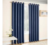 Enhanced Living Vogue Navy 90 x 54 inch (229x137cm) Eyelet Thermal Noise Reducing Dim Out Curtains for Bedroom and Living Room