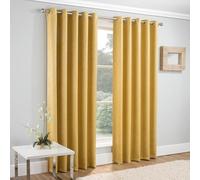 Enhanced Living Vogue Ochre 46 x 90 inch (117x229cm) Eyelet Thermal Noise Reducing Dim Out Curtains for Bedroom and Living Room