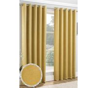 Enhanced Living 'Vogue' Ochre Eyelet Thermal Noise Reducing Dim Out Curtains Pair in Yellow | Size: 117 cm width x 229 cm drop Enhanced Living Yellow 117 cm width x 229 cm drop